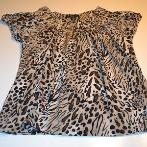 Style & Co Leopard Print Cap Sleeve Pull On Top XL